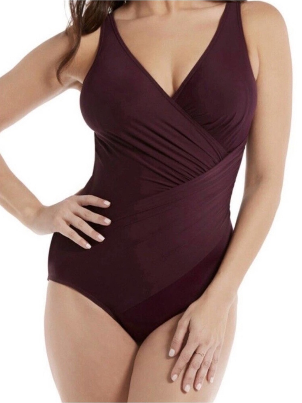 Make offer! Miraclesuit Sangria plum One-Piece Tummy Control Swimsuit 10